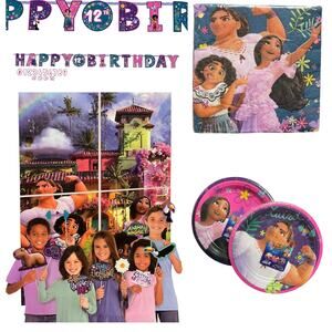 Encanto Party Decorations Dessert Plates Back Drop Happy Birthday Banner